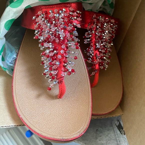 NEW Fitflop Red Cherry Rumba Valentines Embellished Sandals cha Cha Limited ED - Picture 5 of 13